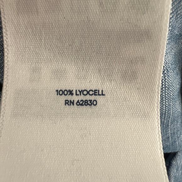 Lands' End Blue Chambray Pants High-Rise Elastic Waistband Wide-Leg Size 18P NEW - Picture 9 of 11